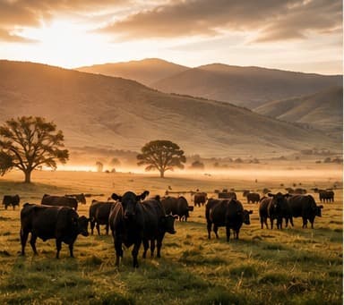 Pâturage de la Pampa argentine au lever du jour
